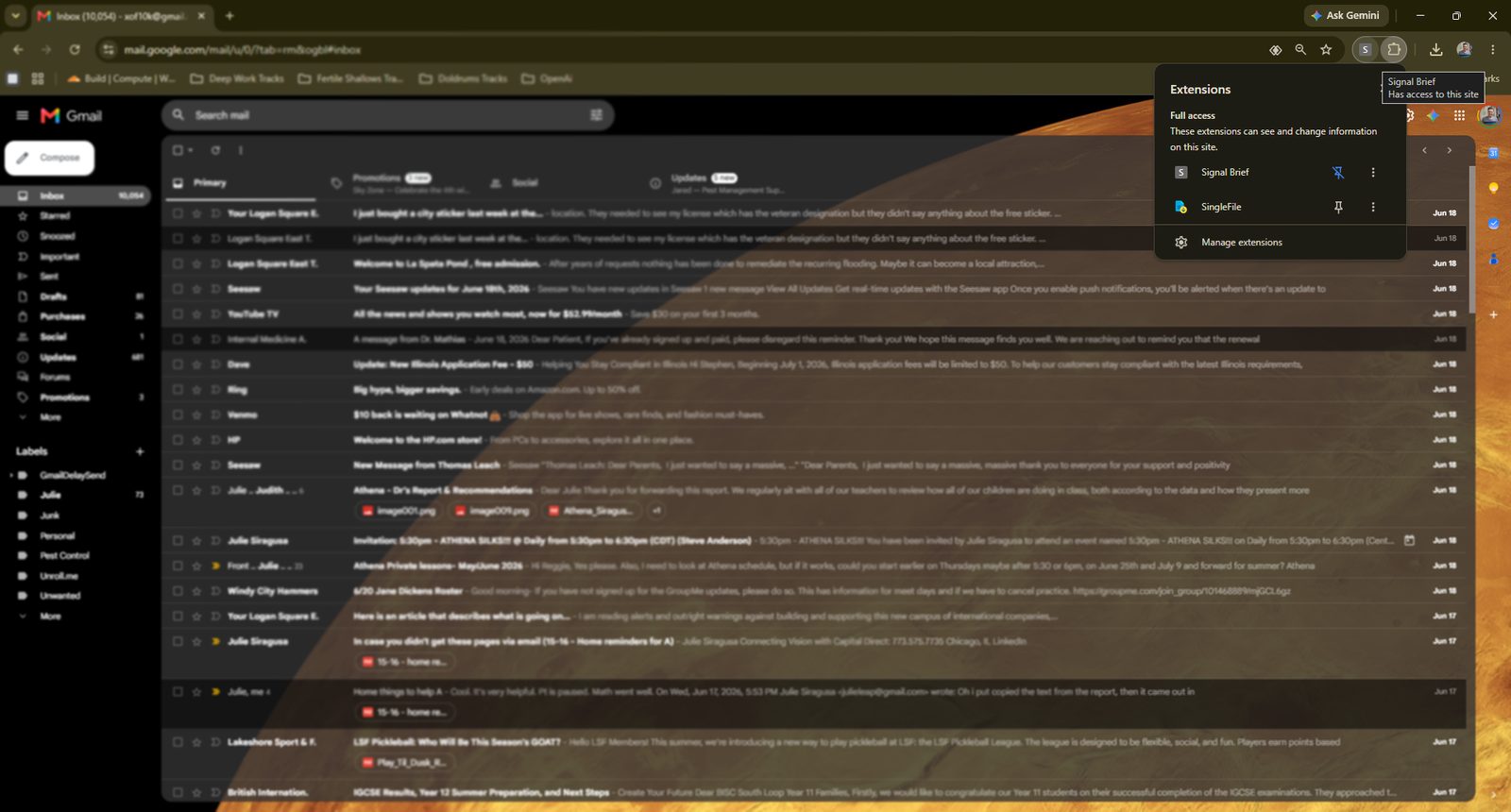 SignalBrief loaded as a local Chrome extension